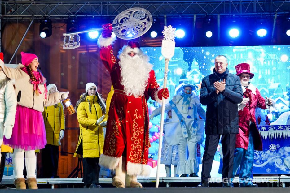 Главная елка Могилевской области засияла праздничными огнями. Фото