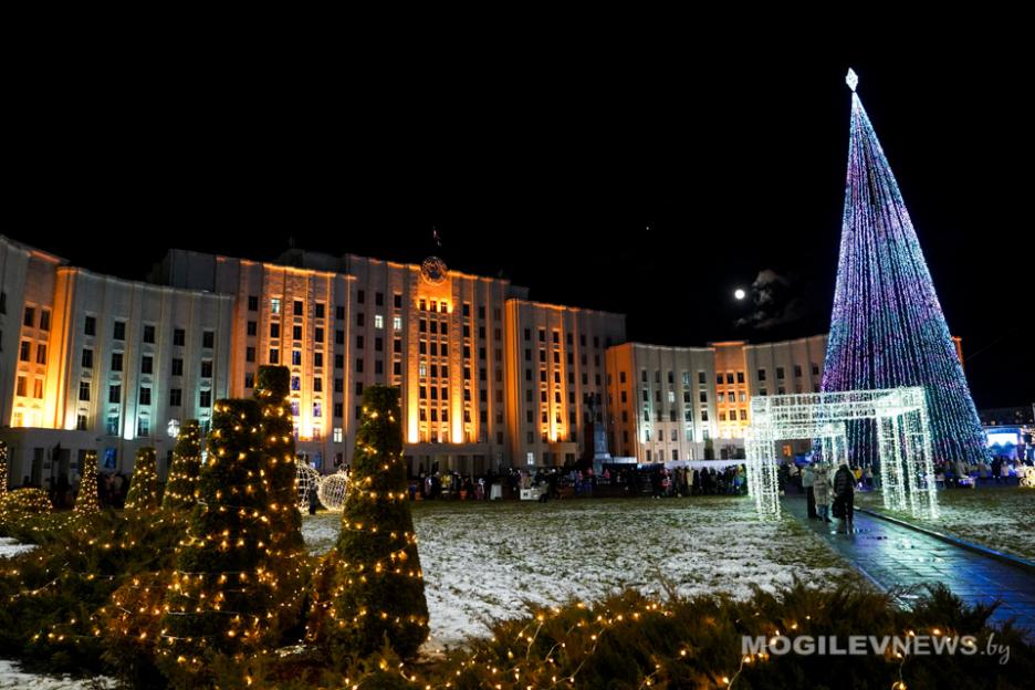 Главная елка Могилевской области засияла праздничными огнями. Фото