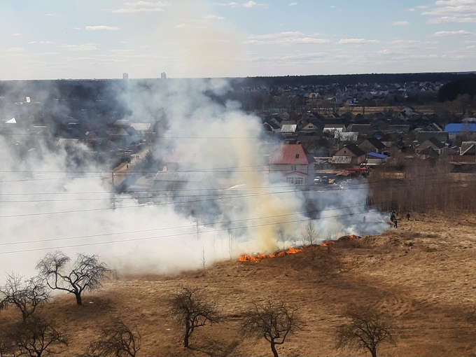 Возгорание травы тушили спасатели в Могилеве