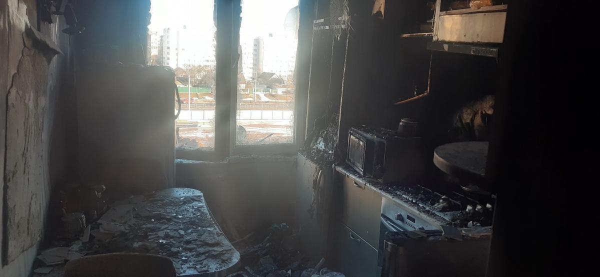 На улице Крупской в Могилеве горела квартира. Фото