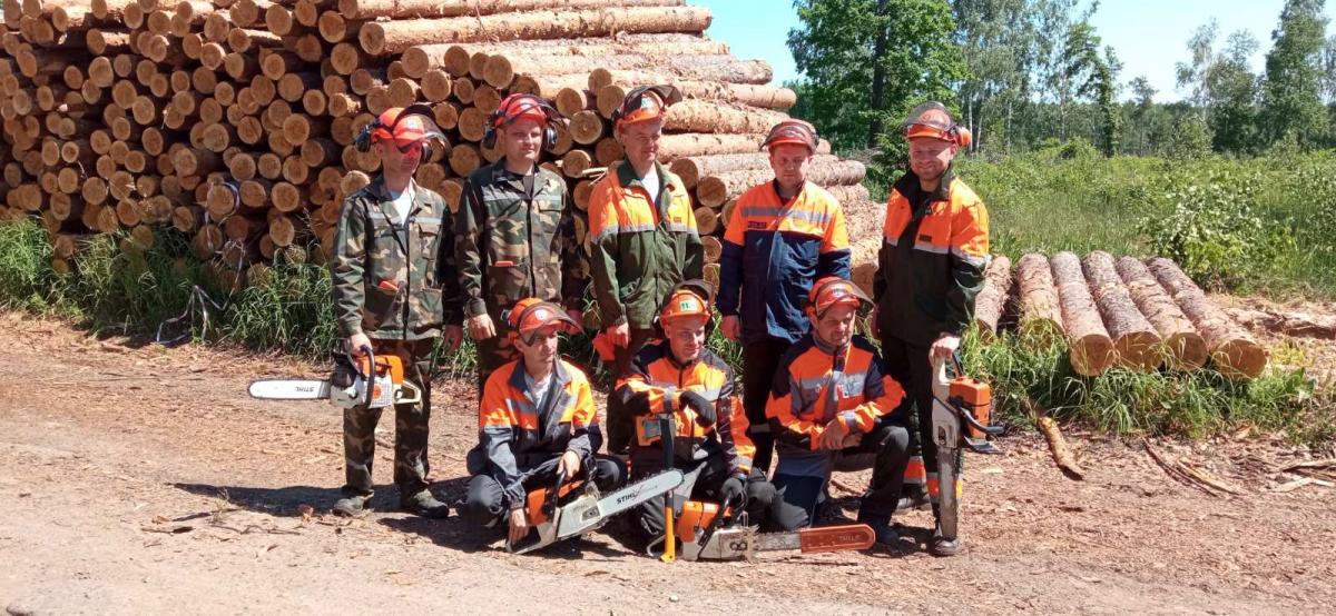 Профессиональные соревнования лесорубов прошли в Могилевском лесхозе. Фото