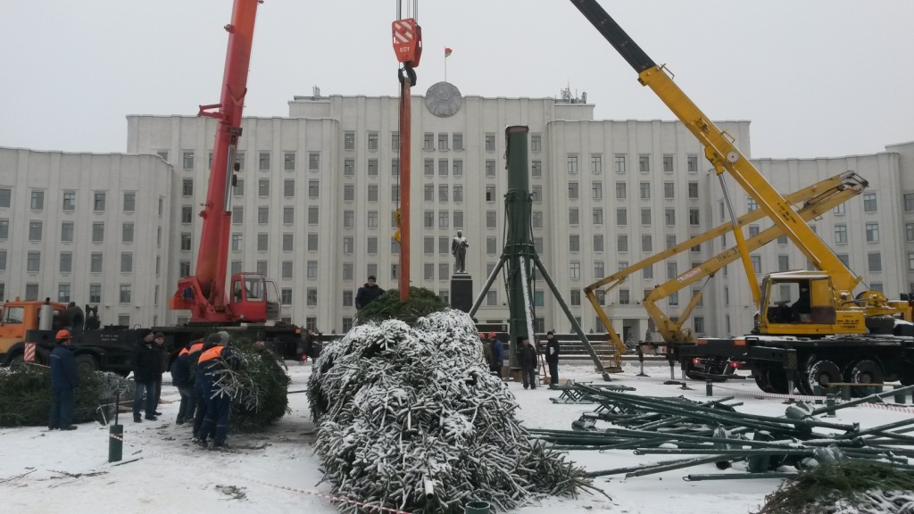 Главную елку области монтируют в Могилеве. Фото