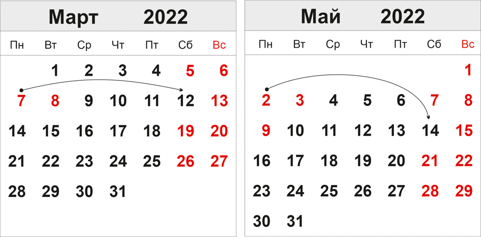 Утвержден график переноса рабочих дней в 2022 году