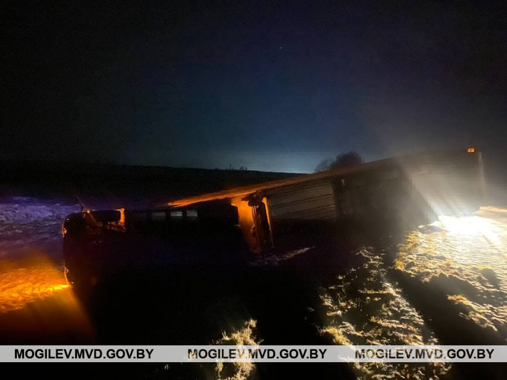 Фура опрокинулась в Бобруйском районе