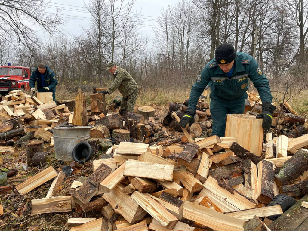 Спасатели Дрибинщины и органы местной власти помогают пожилым людям заготовить на зиму дрова