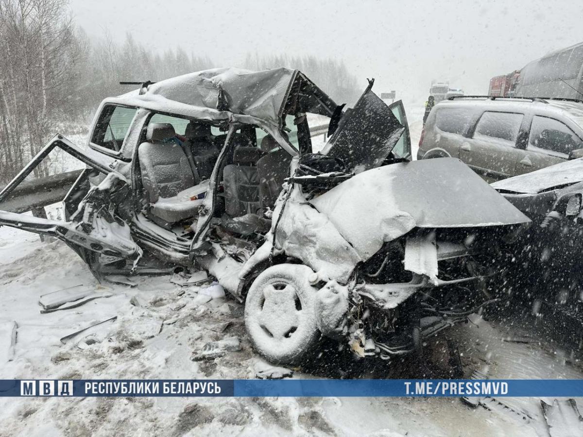 В Чаусском районе столкнулись три легковушки и автобус - два человека погибли