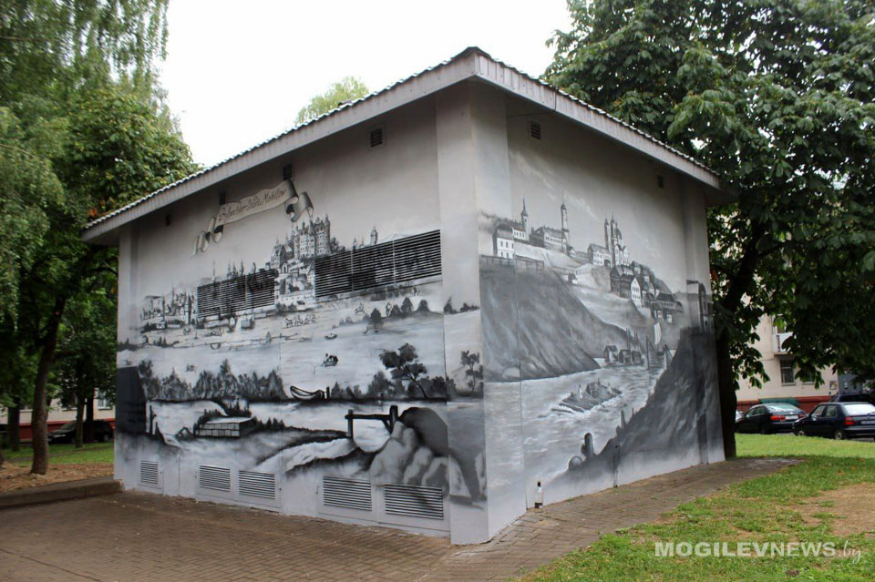 В Могилеве на стенах хозпостройки появился новый мурал