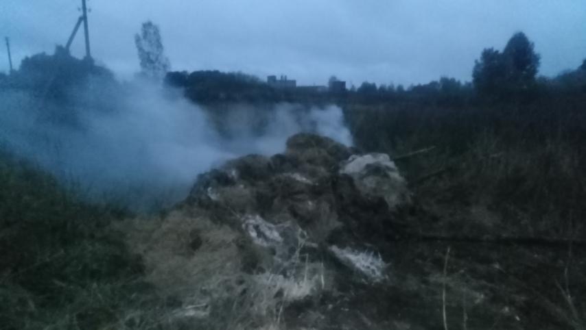 Пожар в Горецком районе уничтожил два рулона соломы