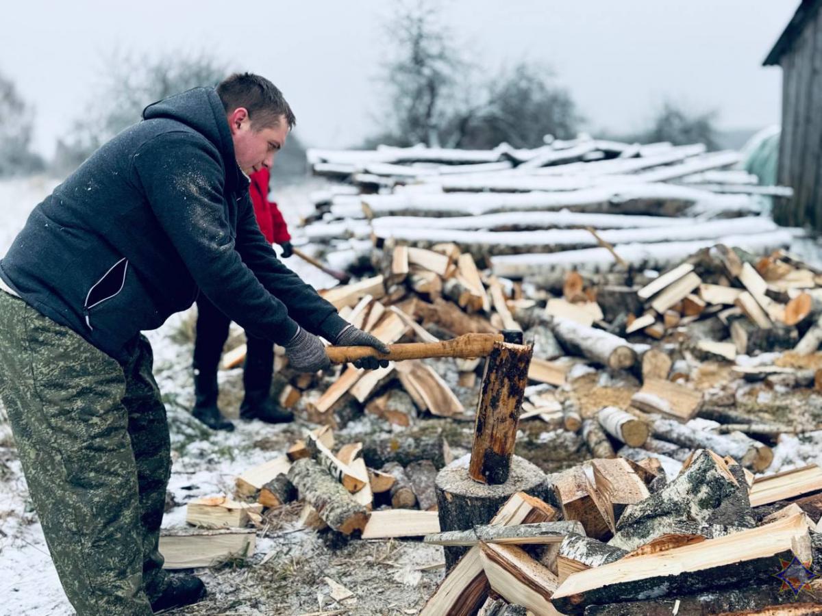 В Дрибине заготовили дрова на зиму пенсионеру