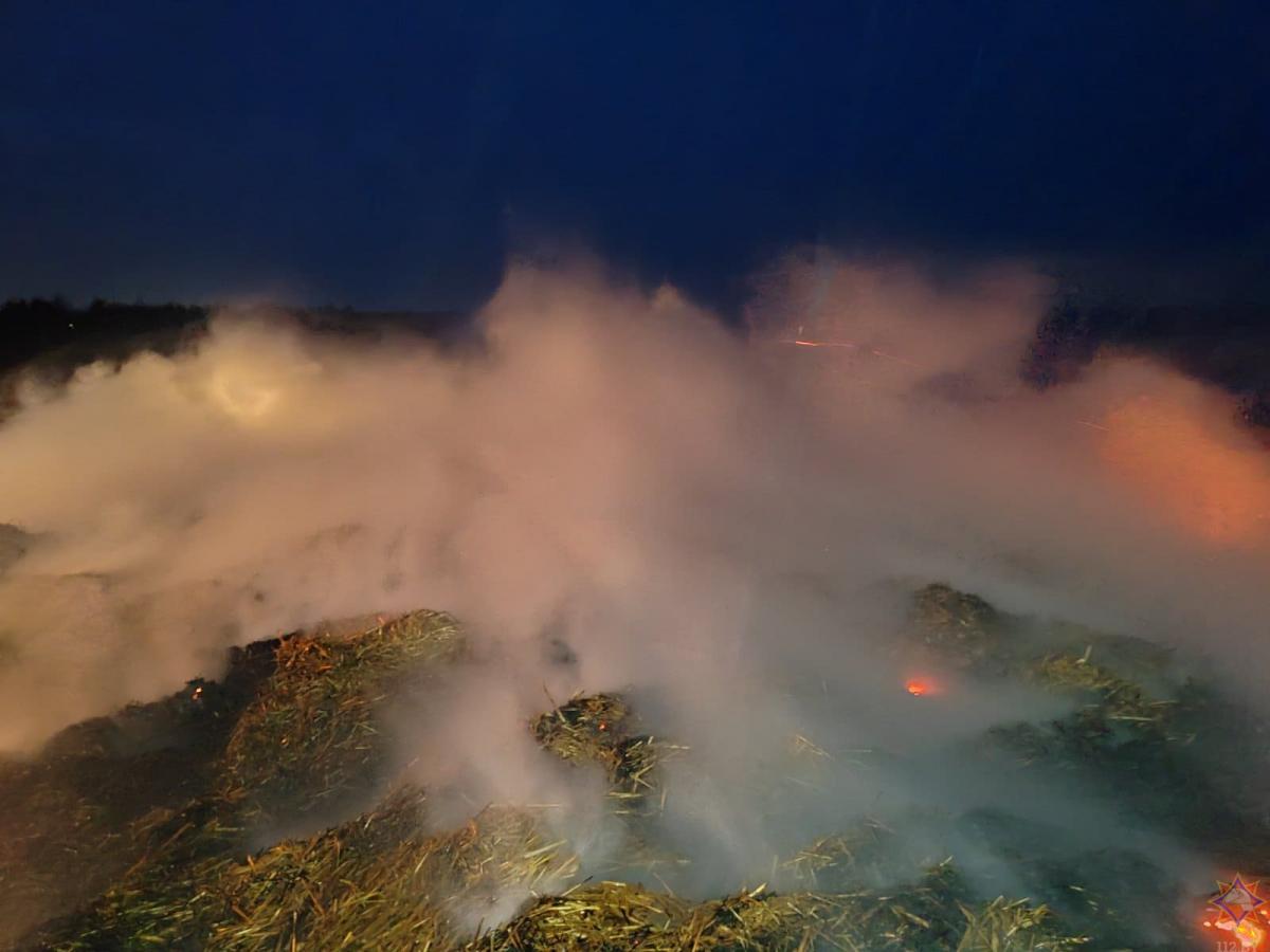 140 рулонов соломы уничтожил пожар в Шкловском районе