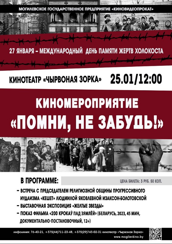 День памяти жертв Холокоста в Могилеве отметят кинопоказом «200 крокаў пад зямлёй»