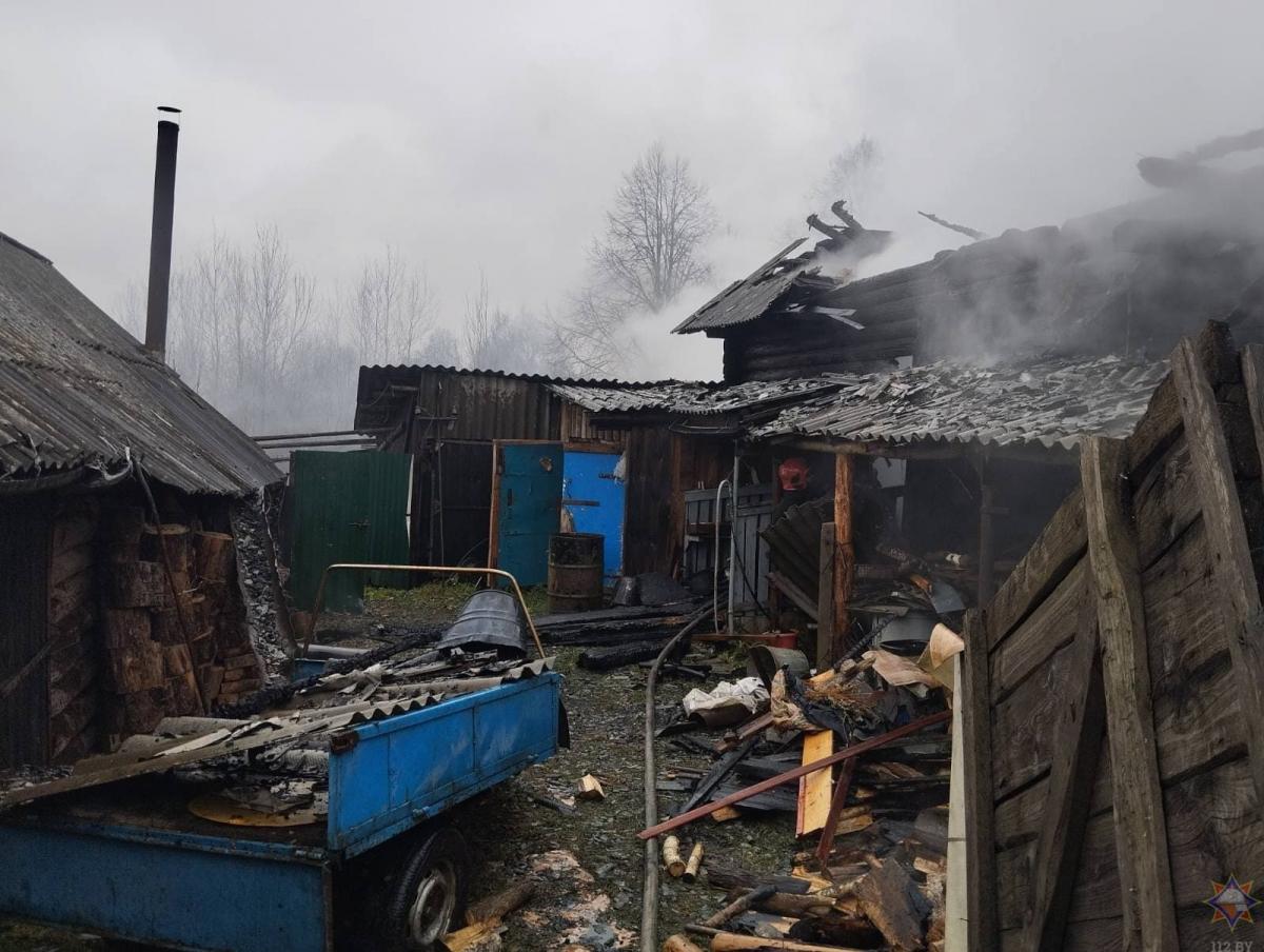В Быховском районе тушили пожар дачного дома