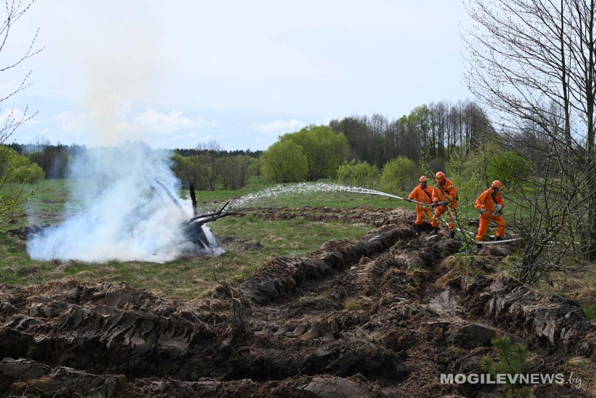 Соревнования по тушению пожаров среди лесхозов области провели в Костюковичах