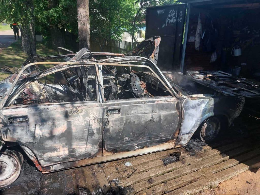 В Чаусском районе сгорел автомобиль