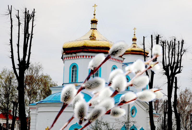 Православные верующие отмечают Вход Господень в Иерусалим - Вербное воскресенье