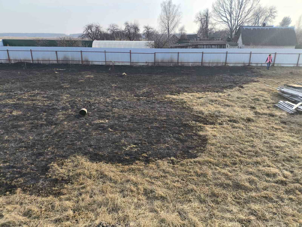 В Бобруйском районе тушили горящую траву