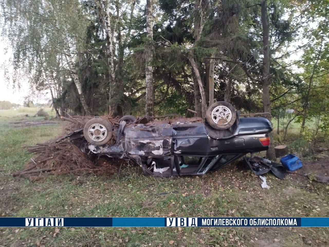 В Могилевском районе опрокинулся автомобиль: пострадали два человека