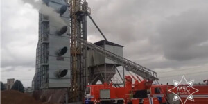 В Горецком районе спасатели потушили пожар на зерносушильном комплексе