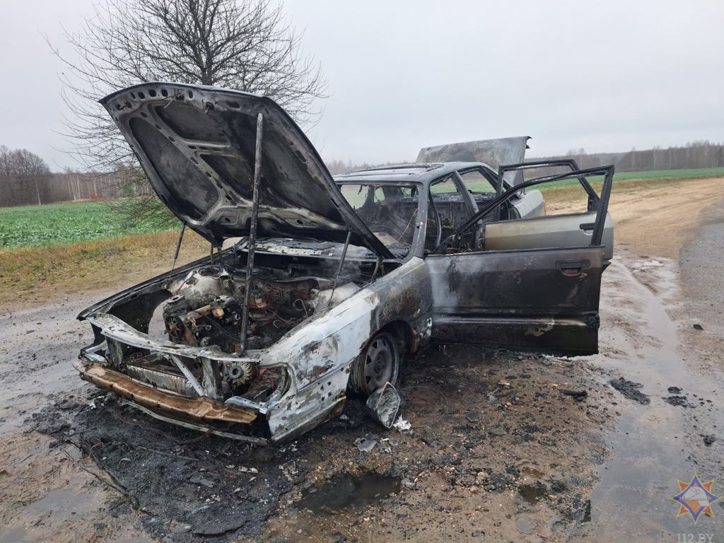 В Костюковичском районе пожар уничтожил легковой автомобиль