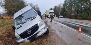 На трассе Могилев — Бобруйск маршрутка съехала в кювет