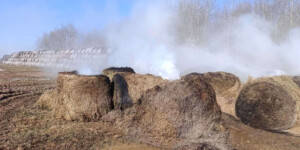 Сено в рулонах горело под Горками