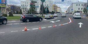 Дорожную разметку наносят в центре Могилева