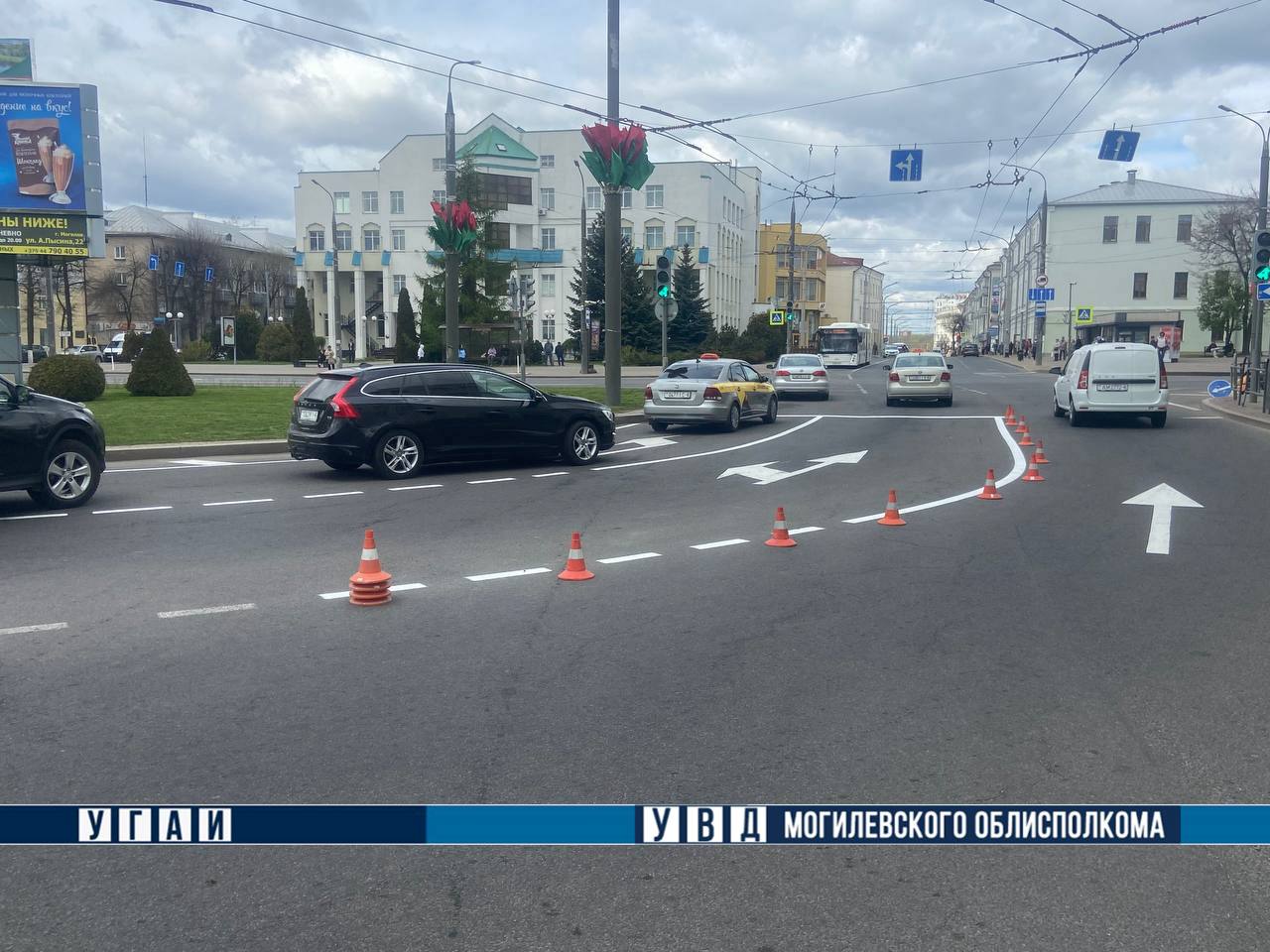 Дорожную разметку наносят в центре Могилева