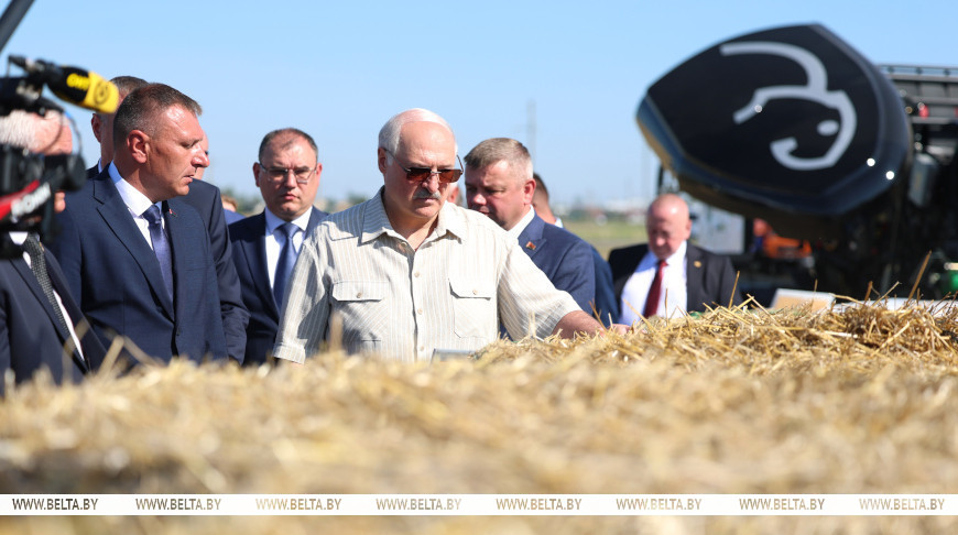 Тест для пресс-подборщика и награды для "Савушкина продукта". Лукашенко посетил Березовский район