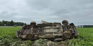 ДТП под Могилевом: Mercedes съехал в кювет и опрокинулся