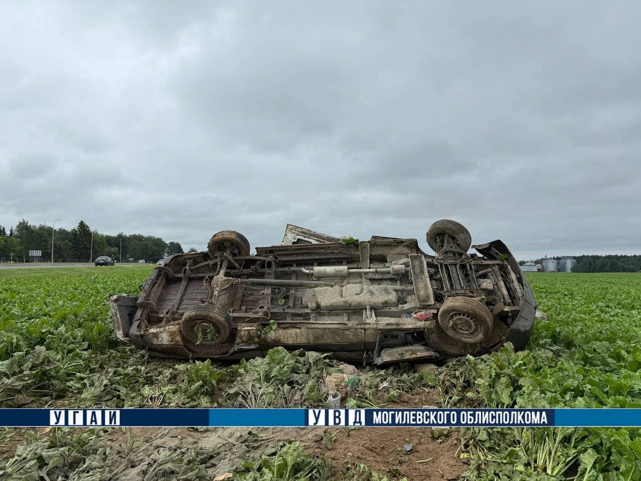 ДТП под Могилевом: Mercedes съехал в кювет и опрокинулся
